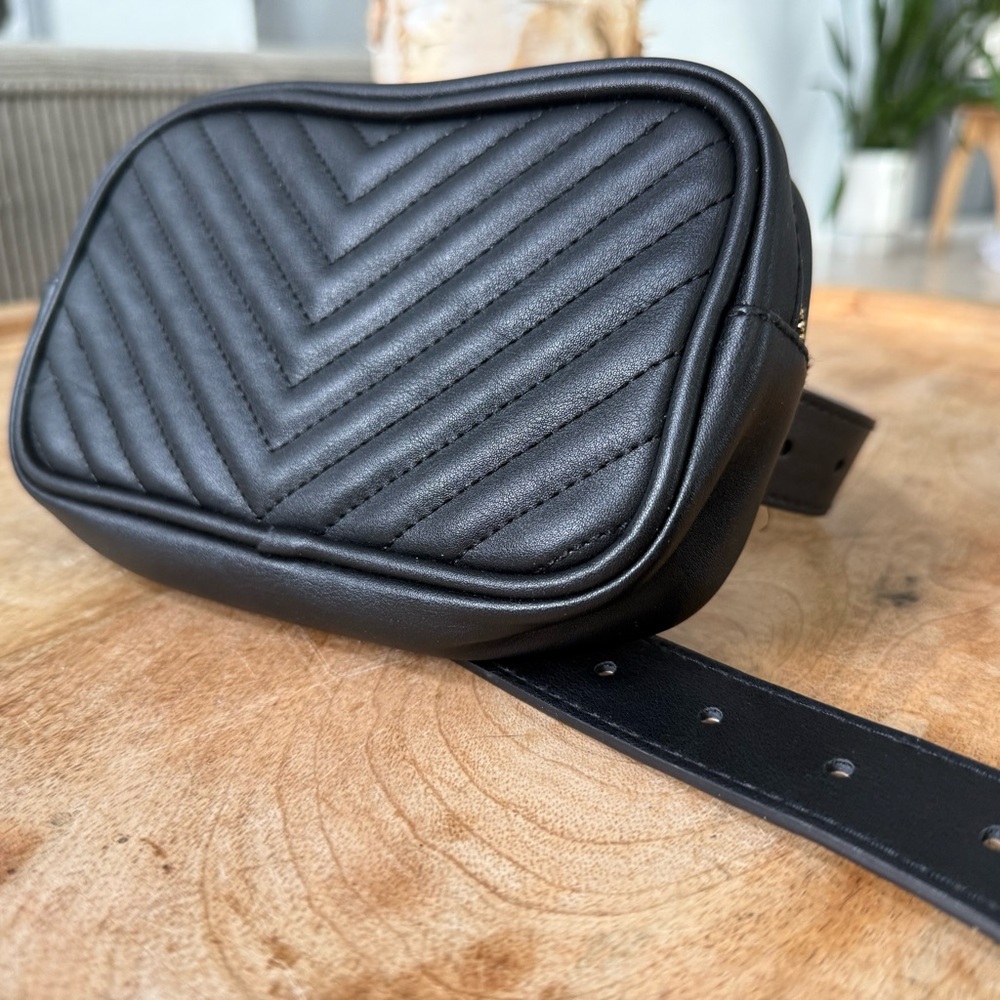 Steve Madden Black Quilted Belt Bag